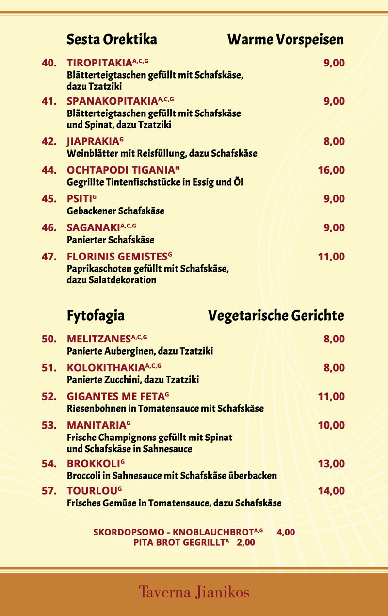 Taverna Jianikos Lichtenrade Speisekarte 5